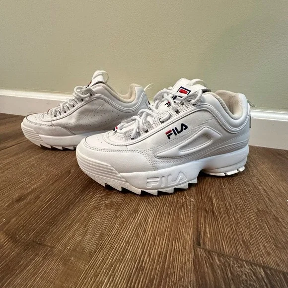 Fila Disruptor White Leather Chunky Sneakers Size 10 Athletic Walking - Picture 3 of 9